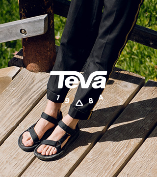 Two people wearing Teva clothing.